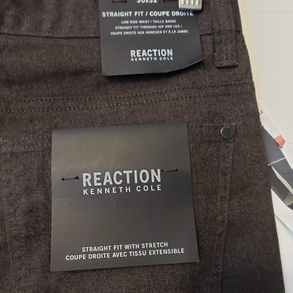NWT Reaction Kenneth Cole Dark Brown Straight Fit Pants, Size 32 X 30* - Picture 4 of 4